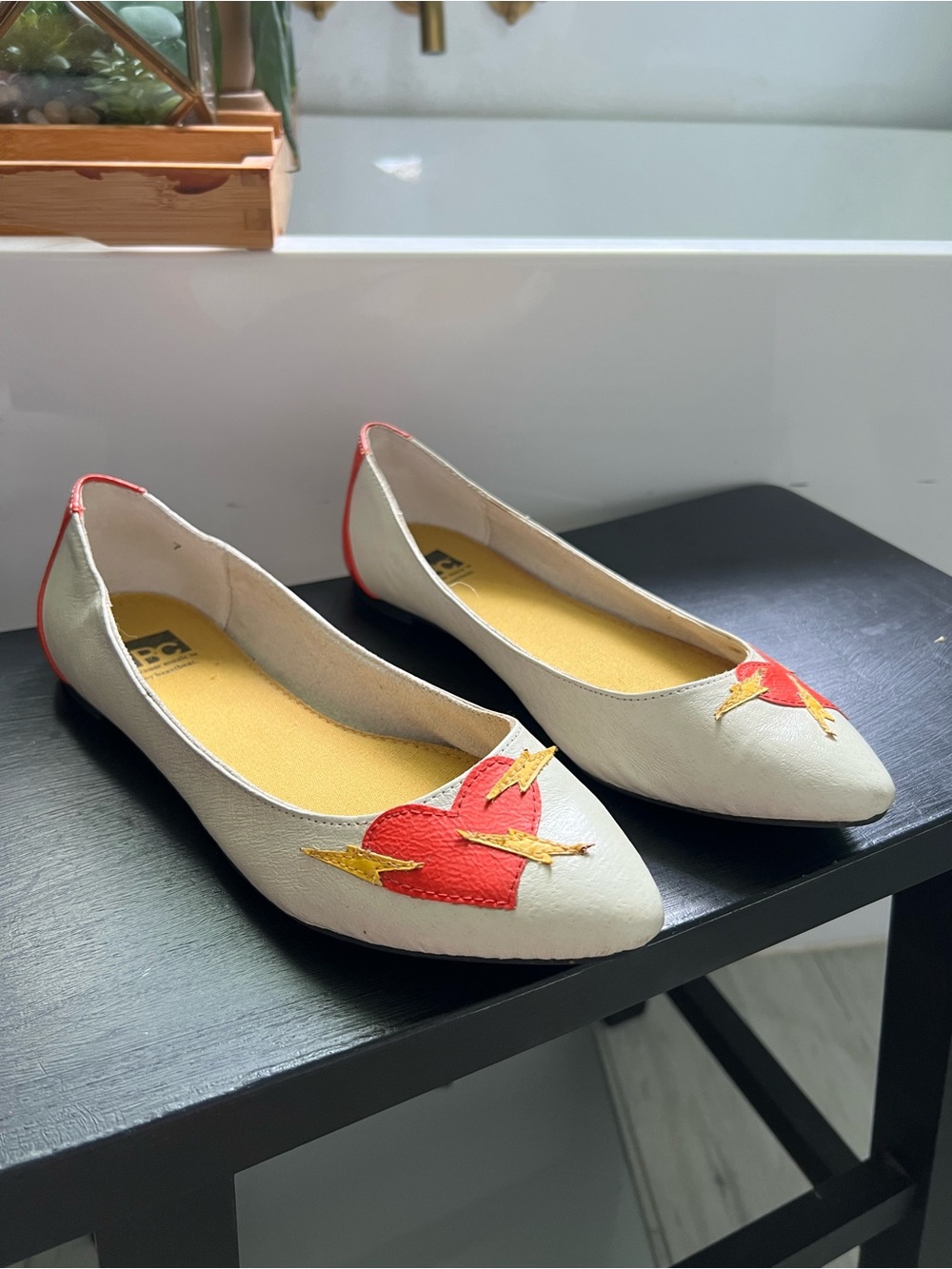 BC Because Music is my Heartbeat, Cream Pointed-Toe Flats